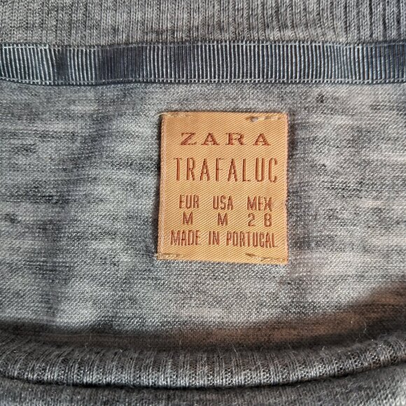 Zara Trafaluc sweater in pale gray cotton and black lace - Picture 6 of 10